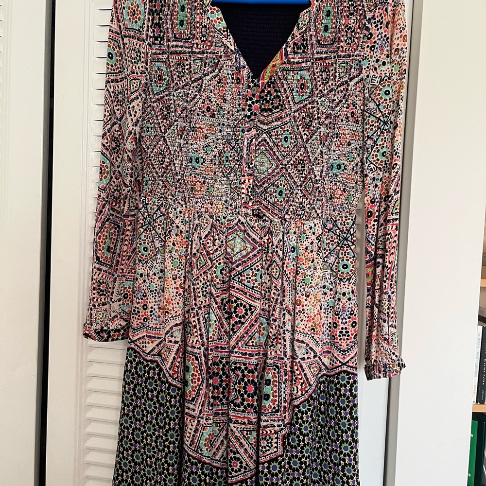Maeve Tiled Amethyst Dress Long Sleeve Pockets